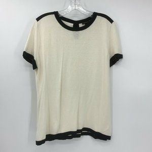 Ann Taylor Mixed Media Round Neck Women's Top Blou